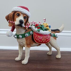 Danbury Mint Retired Large Christmas Santa Beagle Statue Figurine Dog READ